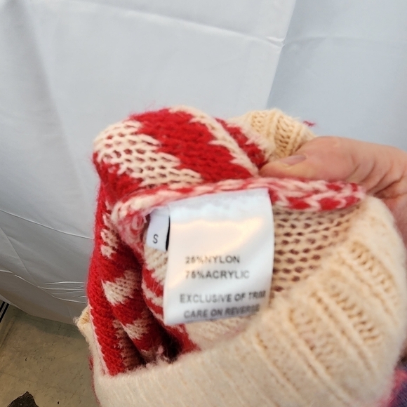 Sandro Ginn Checked Jacquard Crew Sweater size S in VGUC - Picture 10 of 10